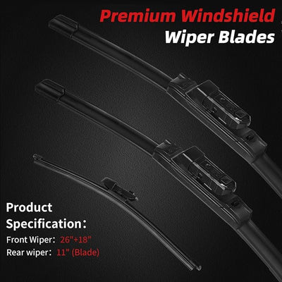 OTUAYAUTO Premium Windshield Wiper Blades Replacement for 2015-2021 Volkswagen VW Golf E-Golf GTI All-Extreme Weather Performance Quiet No Trace, 26"+18"+11" Front and Rear Window Wipers (Pack of 3)