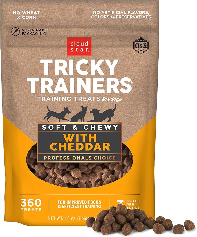 Tricky Trainers Soft & Chewy Dog Treats, Cheddar, 14 oz. Pouch