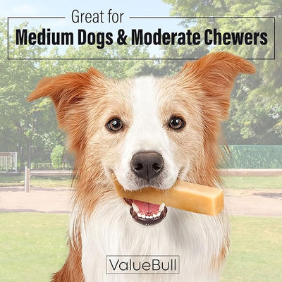 ValueBull Himalayan Yak Cheese Dog Chews, Medium, 50 ct Bulk Pack - Long Lasting for Aggressive Chewers, All Natural, Healthy & Safe, Low Odor Nepal Yak Milk Chews