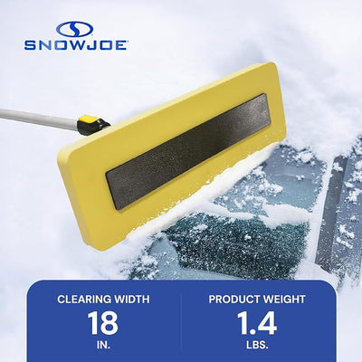 Snow Joe 2-in-1 Telescoping Snow Broom and Ice Scraper with 18-Inch Non-Scratch Foam Head - Car Cleaning Tool with Long Extendable Handle for Windshield, Roof, Truck, and SUV, SJBLZD-PRX