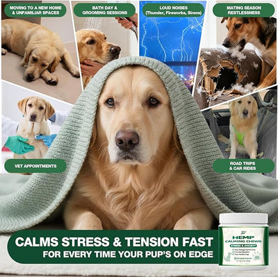 180 Cts Dog Calming Chews, Calming Chews for Dogs, Soft Chews Treats Helps with Strеss, Anxiеty Rеlief, Separation, Barking, Fireworks, Travel, Composure,