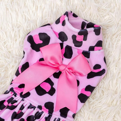 CuteBone Turtleneck Dog Velvet Dress Puppy Skirt Costume Pet Clothes Cat Apparel with Bow Hair Rope for Small Dogs CVD08S