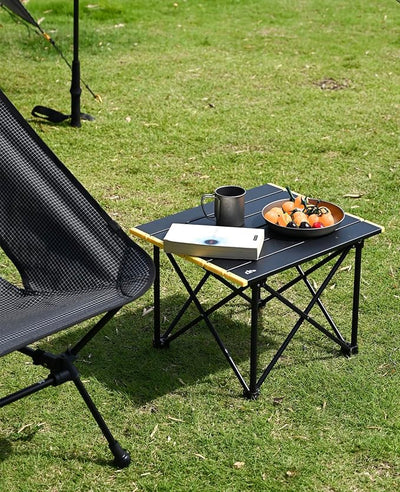 iClimb Ultralight Compact Camping Folding Table with Carry Bag (Reinforced Black - S)