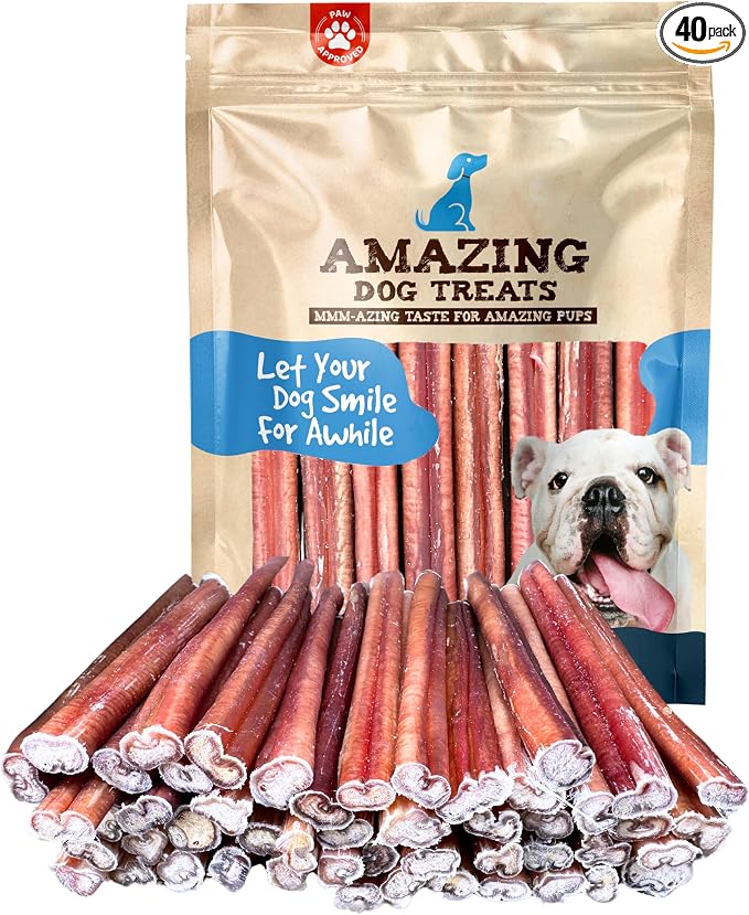 6 Inch Medium Size Bully Sticks (40 Count) - Bulk Bully Sticks for Dogs - No Hide Bully Stick Dog Bones