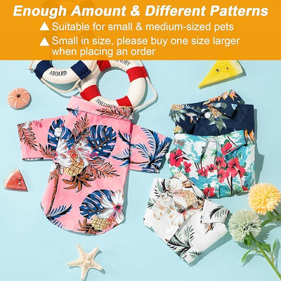 Weewooday 4 Pieces Small Pet Summer T-Shirts Hawaii Style Floral Pet Dog Shirt Breathable Cool Clothes Beach Seaside Puppy Sweatshirt for Puppy(Floral Style,Medium)