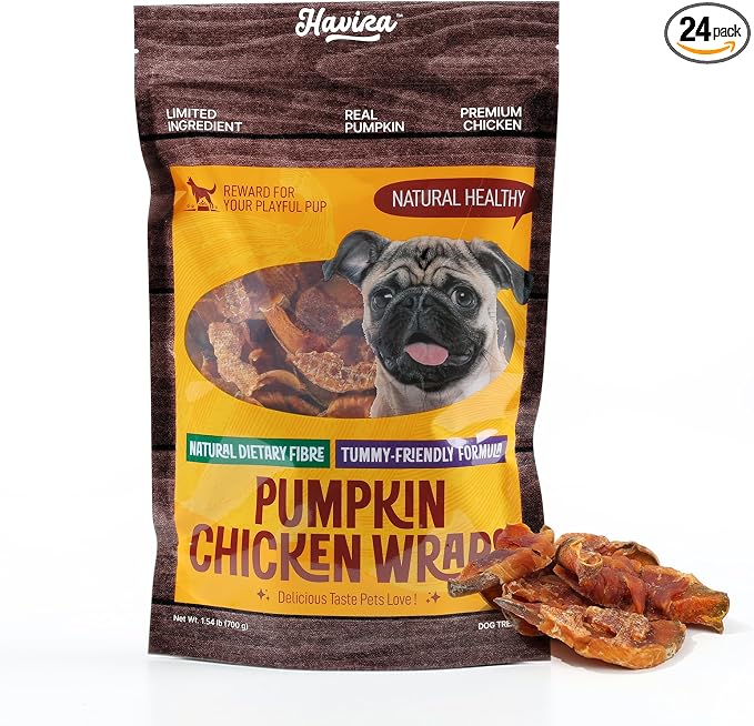 Havira 1.5 LB Value Pack Pumpkin Dog Treats, Healthy Chicken Wrapped Firm Chews Made with Real Veggies, Easy to Digest, Long-Lasting Chew Satisfaction for Dogs
