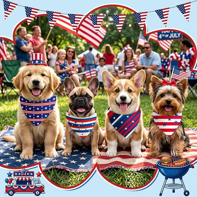 Weewooday 50 Pcs 4th of July Dog Bandanas Bulk for Patriotic 250th Anniversary, Red White Blue Striped Star Triangle Scarf for USA Memorial Small Medium Large(Striped Star, 19.7 x 13.8 x 13.8 Inch)