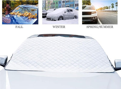Glare Guard Universal Magnetic Car Windshield Snow Cover, 4 Layer All Weather Auto Snow Cover Protects from Snow, Ice, Sleet, Frost & Hail. 76” x 37” UV Cover Fits All Cars, Smaller Trucks and SUV’S