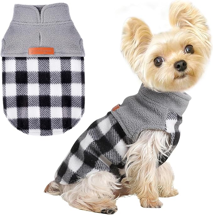 Fleece Dog Sweater Stretchy Pullover Dog Sweatshirt Jacket Lightweight Pet Clothes Coats for Small Dogs Pet Doggie Outfits Clothing Cat Apparel (X-Small, Grey)