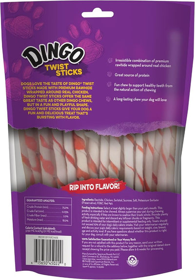 Dingo Twist Sticks Rawhide Chews, Made With Real Chicken