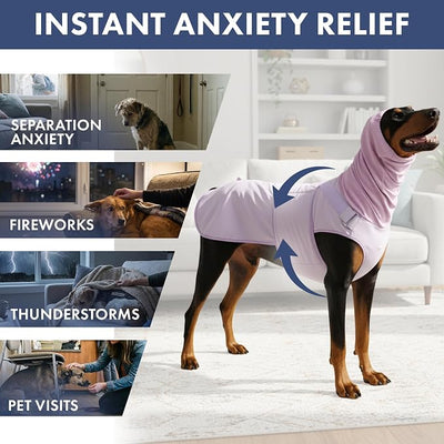 Spark Paws Anxiety Relief Vest for Dogs – Gentle Compression Dog Anxiety Suit, Calming Wrap for Separation Anxiety, Thunder, Fireworks, Suitable for Small Medium and Large Breeds - Purple - Size M