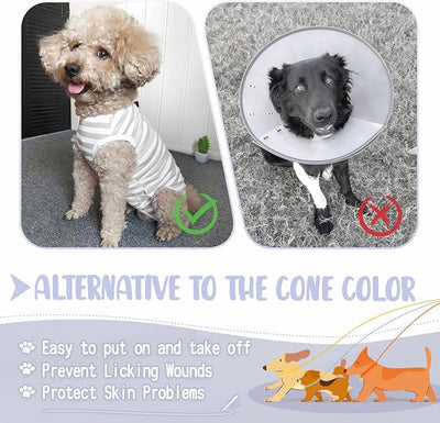 Dog's Recovery Suit Post Surgery Shirt for Puppy, Small Dog Surgical Recovery Suit for Female Male Dogs, Dog Onesie Protect Surgical Wound(Grey White Stripe-m)