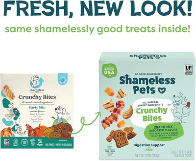 Shameless Pets Crunchy Dog Treats - Snack Mix Variety, 10oz - Healthy Dog Biscuits & Cookies Treats for Small, Medium, and Large Dogs - Made in The USA - Free from Corn & Soy