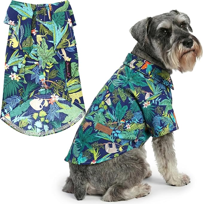 Amazonia Dog Shirt - Cotton Clothes for Large Dogs - Stylish Tropical Dog Outfit - Lightweight and Soft Puppy Clothes - Trendy Tshirts for Dogs - Comfortable Summer Pet Apparel