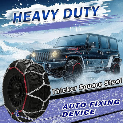 AutoFixing Snow Chains, Heavy Duty Emergency Tire Chains For Pickup Trucks and Off-road SUV, Easy Installation, Set of 2(HYR-A)