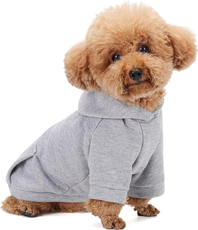 Winter Dog Hoodie with Pockets - Solid Color Polycotton Sweatshirt for Small, Medium, and Large Dogs - Soft, Warm, Cozy Pet Clothing for Cold Weather - Ideal for Outdoor Walks.Grey-XXL