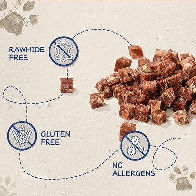 PAWUP Dog Treats Training Rewards, Beef Cod Cubes, 1% Taurine Added, 12.5 oz, Rawhide Free, Grain Free, Low Fat Dog Training Rewards and Snacks, No Additives