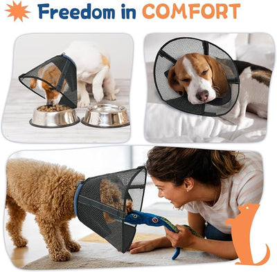 Dog Cone Collar to Stop Licking, Soft Mesh Recovery Collar After Surgery with Liner, Elizabeth Cone Alternative for Medium and Large Dogs, for Surgery, Spay, Neuter, Wound Care,2XL,Black