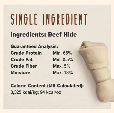 Cadet Premium Grade Beef Hide Dog Chews, 4 "- 5" Long-Lasting Knotted Rawhide Bones, Single-Ingredient, Natural Flavor, 2 Pound