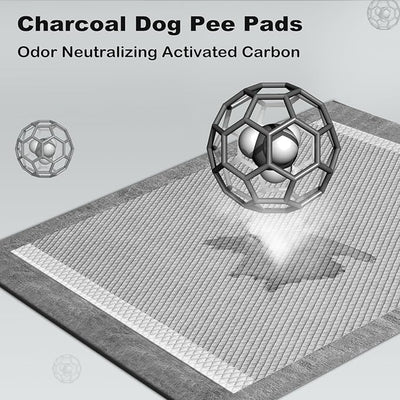MIZOK Puppy Pads 23x24in Charcoal Dog Pads Super Absorbent Odor Eliminating Leak-Proof, Wee Wee Pads with Activated Carbon for Puppies and Small Dogs, Disposable (50 Count)