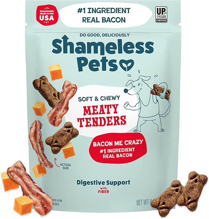 Soft Dog Treats – Bacon Me Crazy Meaty Tenders, Soft & Chewy Treats for Dogs, Real Bacon 1st Ingredient, Grain Free, Healthy Treats for Small, Medium & Large Dogs, 8oz