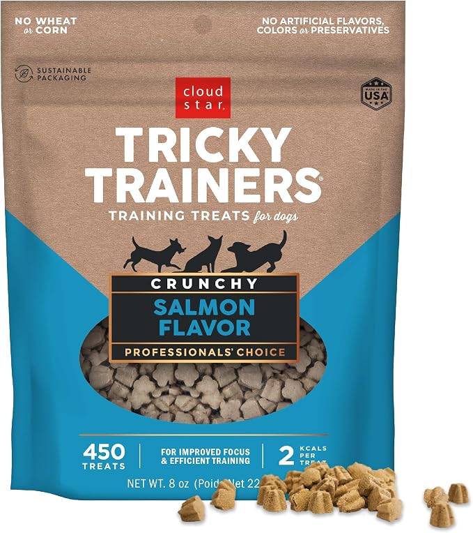 Tricky Trainers Crunchy Dog Treats, Salmon, 8 oz. Pouch