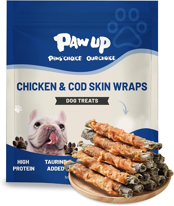 Dog Treat Chicken Wrapped Cod Skins, Fish Chews Rolls for Medium Dogs, Healthy, Rawhide-Free, 21 oz