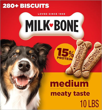 Milk-Bone Crunchy Medium Dog Treats, 10 Lb. Box, Original Beef Flavor