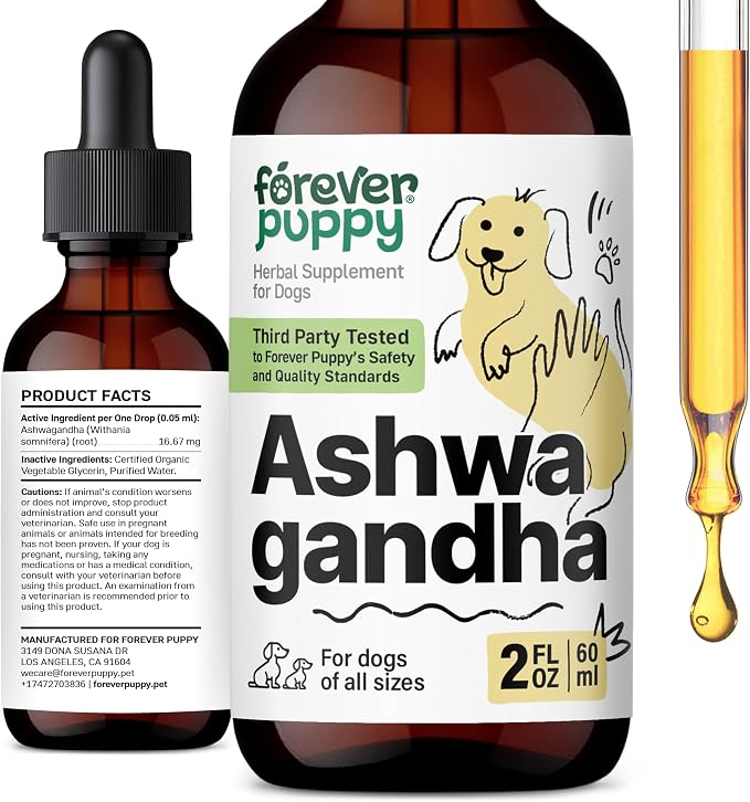 Forever Puppy Ashwagandha Drops for Dogs, 2 oz | Relaxation Supplement, Ashwagandha Root, Liquid Alternative to Calming Chews, Calming Vibes