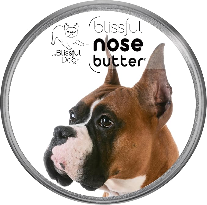Show Boxer Nose Butter for Dry, Cracked Skin, Lick-Safe Dog Nose Balm with Moisturizing Shea Butter, Almond, Olive, and Essential Oils, Pet Supplies, Uncented, 1 oz.