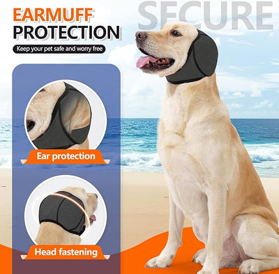 Waterproof Dog Bath Ear Covers & Calming Dog Snood – Aimosheng Reusable, Adjustable Anxiety Relief for Swimming, Grooming, Thunder & Fireworks Gray M
