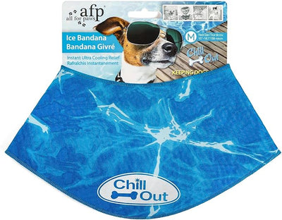 ALL FOR PAWS Dog Cooling Bandana, Cooling Bandanas for Medium Dogs, Dog Cooling Neck Wrap, Cooling Scarf for Dogs, Blue Ice Dog Neck Cooler for Summer (M)