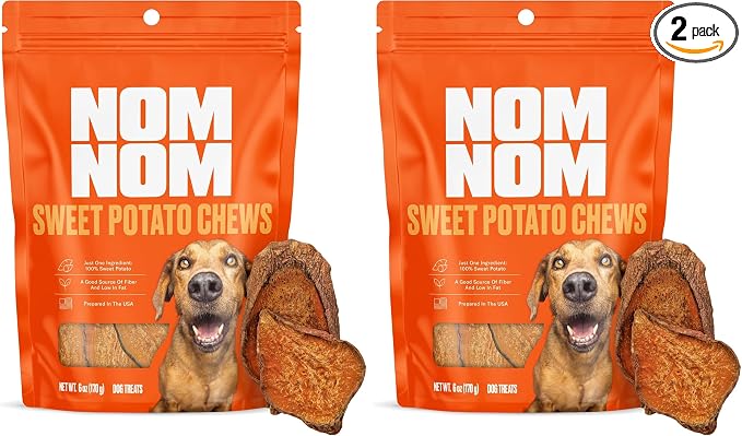 Sweet Potato Chew Treats - Single Ingredient Dog Snacks for Training, Rewards & Mealtime Toppers – No Fillers, Preservatives or Added Ingredients - Prepared in The USA for Dogs (Pack of 2)