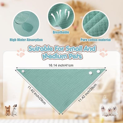 10 Pcs Muslin Cotton Triangle Dog Bandanas Reversible Pet Bibs Scarf Dog Scarves with Two Snaps Apparel Accessories Kerchief for Small to Medium Puppy Cat(Calm & Neutral Color)