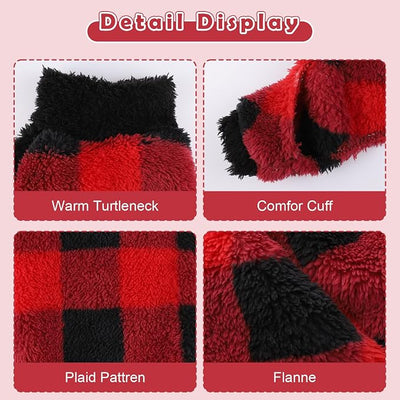 Sebaoyu Turtleneck Dog Pajamas for Small Dogs, Fleece Dog Sweater, Winter Cute Tiny Clothes Outfit Puppy Clothes Pet Jumpsuits Chihuahua Yorkie Cat Clothing,Red,XX-Small