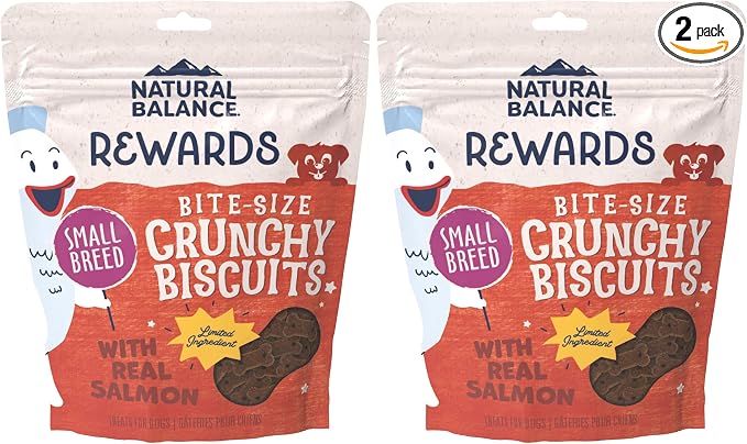 Limited Ingredient Rewards Crunchy Biscuits, Bite-Size Grain-Free Dog Treats for Small-Breed Adult Dogs, Made with Real Salmon, 8 Ounce (Pack of 2)