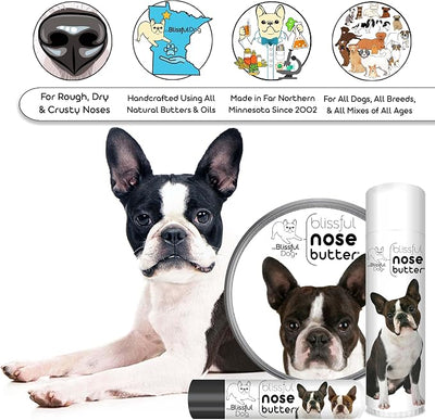 The Blissful Dog Boston Terrier Nose Butter, Versatile Dog Nose Balm for Dry Nose, Handcrafted Nose Moisturizer, Easy-to-Apply Dog Essentials, Unscented, 2 oz.