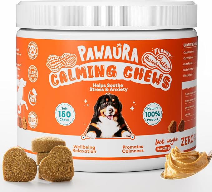 Calming Chews for Dogs 150ct - Anxiety Relief Support & Relaxation for Everyday Stress - Dog Soft Chews with Melatonin - Sleep Aid for Dogs (Peanut Butter Flavor)