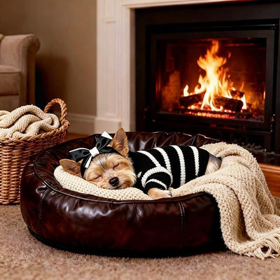 Small Dog Sweater with Zipper, Knitted Striped Pullover Dog Clothes for Cold Weather, Thick Warm Cozy Stretchy Sweater for Chihuahua, Bulldog, Dachshund, Pug(Black & White Strip, S)