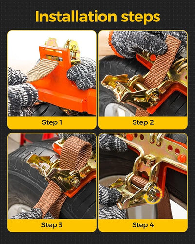 KYX Tire Chains for Car/SUV/Pickup Truks, Adjustable Universal Emergency Snow Chains for Tire, 8.7-11.1 inch, 8 Pcs