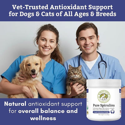 Wholistic Pet Organics Spirulina Powder for Dogs and Cats - Antioxidant Support for Dogs and Cats - Immune Support Supplement, Promotes Overall Wellness - Human-Grade Superfood for Pets - 85 Scoops