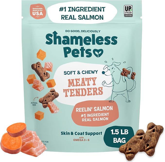 Soft & Chewy Dog Treats, Reelin' Salmon Meaty Tenders, 1.5lb – Real Salmon is 1st Ingredient – Grain Free, No Corn or Soy – Digestive Support – for Small, Medium & Large Dogs