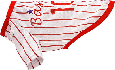 Paiaite Sleek Striped Dog Vest: Sleeveless Baseball-Style Dog Shirt, Ideal Fit for Small, Medium, and Large Breeds,Polyester Fabric for Comfort, Breathability, and Stretchiness Red XS