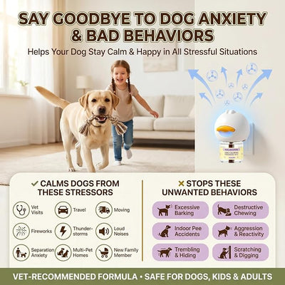 Dog Calming Diffuser 6 Pack (2 Plug in + 4 Refills), 120 Days Supply, Dog Pheromone Diffuser for Anxiety Relief, Destructive Behavior, Pee Accidents, Separation Anxiety, Aggression, Barking & Chewing