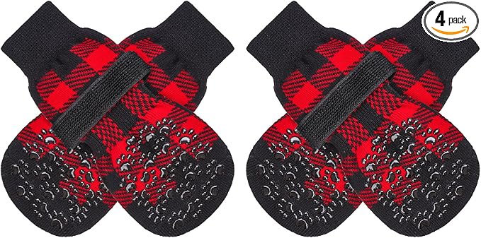 Anti-Slip Dog Socks-Double Sides Grips Traction Control on Hardwood Floor,Dog Shoes for Hot/Cold Pavement,Best Paw Protector,Prevents Licking,for Puppy Small Medium Large Senior Dogs
