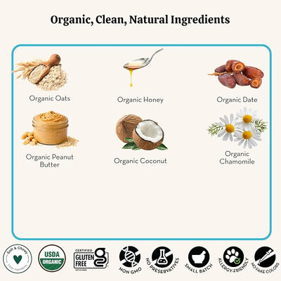 Lord Jameson Everyday Calm Soft & Chewy Organic Dog Treats - Organic Peanut Butter & Soothing Chamomile - No-Bake Recipe - Gluten-Free, Preservative-Free, USDA Certified Organic - Made In USA 6 oz