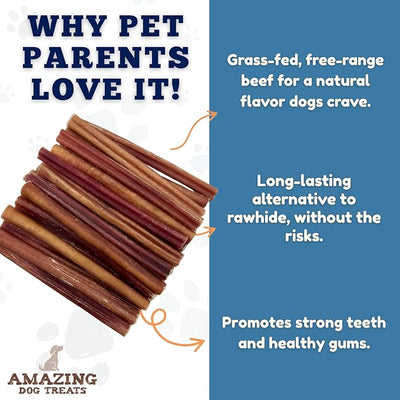 Amazing Dog Treats - 6 Inch Medium Size Bully Sticks (40 Count) - Bulk Bully Sticks for Dogs - No Hide Bully Stick Dog Bones