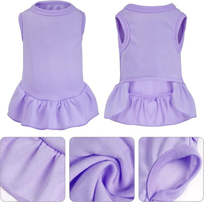 Dog Dresses Cat Skirt Solid Color Dog Clothes Summer Sleeveless Puppy Girl Clothes for Small Pet Dogs Cats (Light Purple, X-Small)