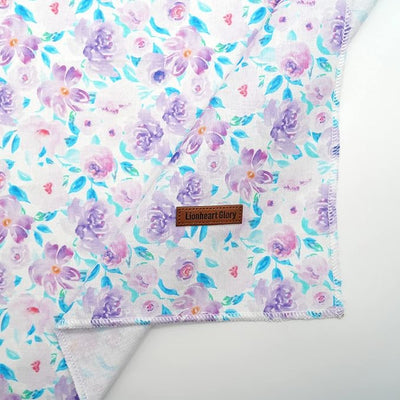 Lionheart glory Floral Print Dog Bandana 1 Pack Washable Soft Dog Scarf, Square Adjustable Girl Dog Bandanas for Small Dogs and Cats