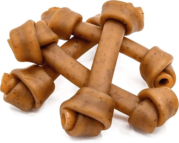 Rawhide Free Dog Treats, Peanut Butter Bones, 6.5'' Pet Chews for Medium and Large Dogs,Digestible Chewing Snacks,4 Count (Pack of 1)